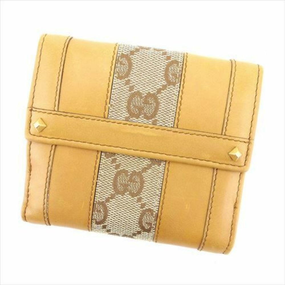 Gucci Wallet Purse G logos Brown Woman unisex Authentic Used T8463